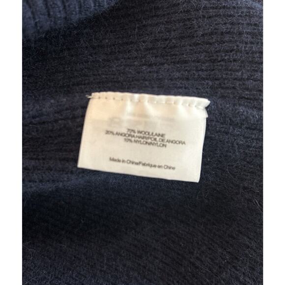 Tory Burch Madeline Med Wool Long Sleeve Rib Peplum Sweater Navy Blue Angora EUC - Picture 7 of 11